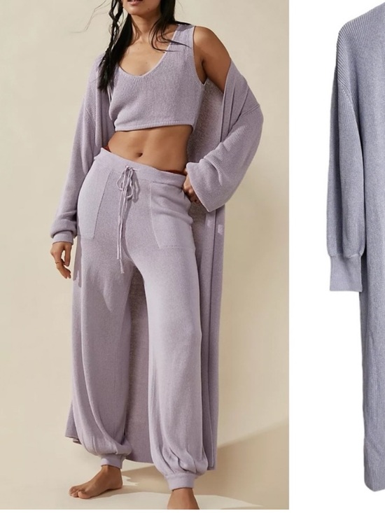 Free people beach Sweaters - FP Beach Long Open Front Duster Cardigan Blue/Gray Knit Sweater XS*T30